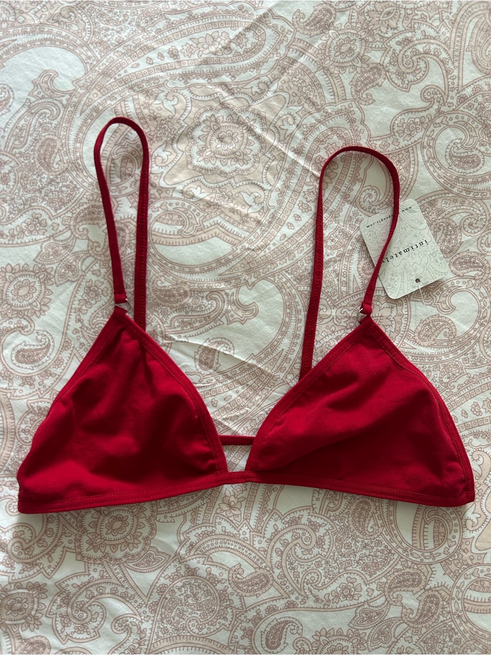 NWT Free People Intimately barely there red triangle bralette XS/S